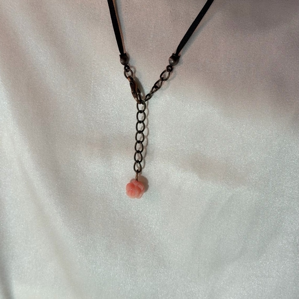 Pink coral rose necklace